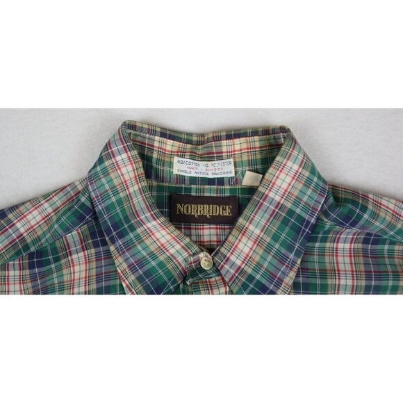 VINTAGE MEN'S PLAID LONG SLEEVE BUTTON-UP SHIRT - SIZE 16 X 33 - NORBRIDGE - Picture 3 of 6